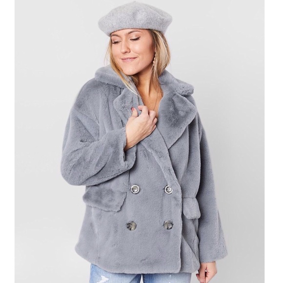 Free People Jackets & Blazers - NWT Free People Kate Faux Fur Gray Coat Small